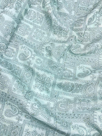 Superb Attractive Traditional Thread Embroidery With Dainty Sequin Work On Mysore Silk Fabric