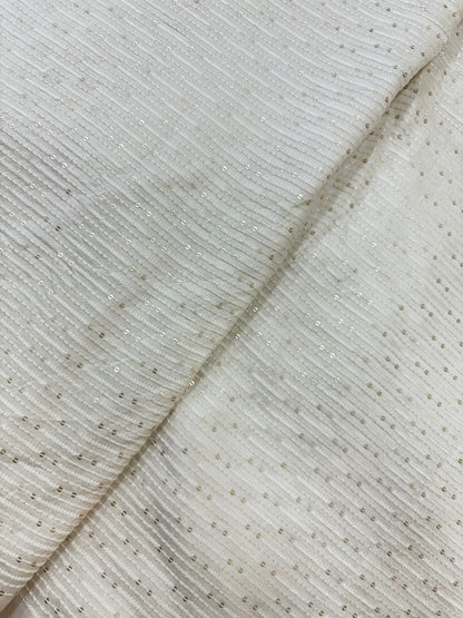 Linear Jacquard Pattern on White Dyeable Mysore Silk Fabric