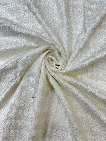 Wonderful Jacquard Design on White Dyeable Mysore Silk Fabric