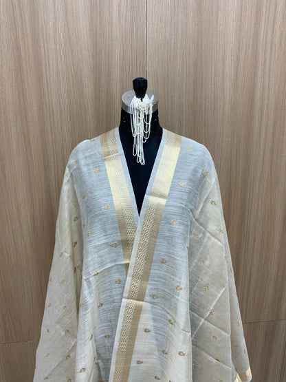 Pretty Luxurious Premium Ethnic Golden Zari And Jacquard Work On Munga Silk Dupatta