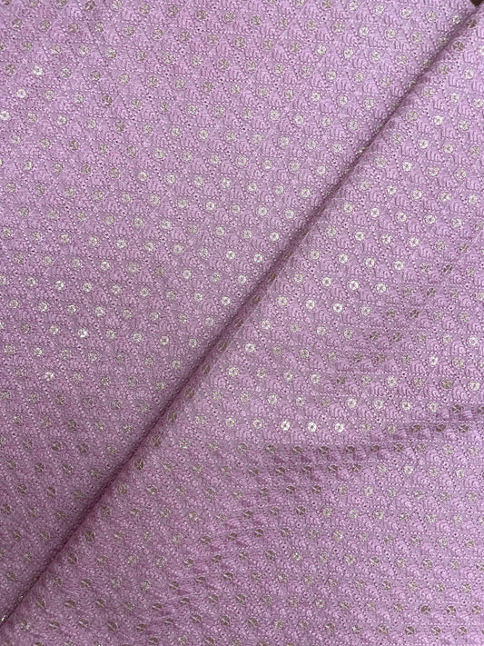 Superb Stunning Diamond Shaped Self Thread Embroidery With Marvelous Sequin Work On Mysore Silk Fabric