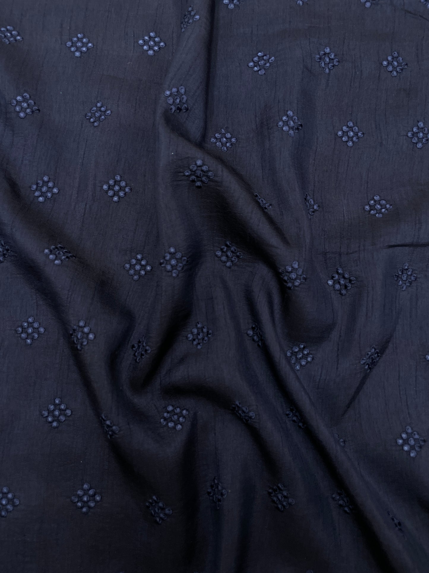 Subtle Yet Elegant Self Thread Butti Embroidery All Over Mysore Silk Fabric