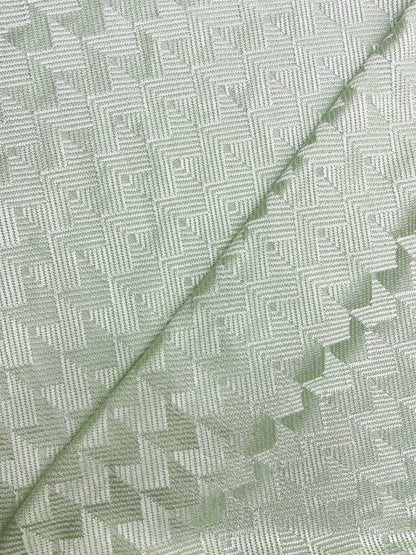 Delicate Beautiful Arrow Green Self Thread Embroidery On Mysore Silk Fabric