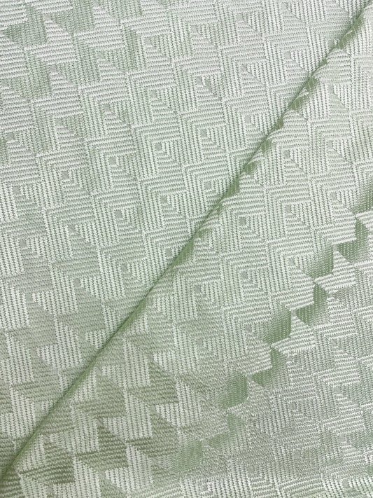 Delicate Beautiful Arrow Green Self Thread Embroidery On Mysore Silk Fabric
