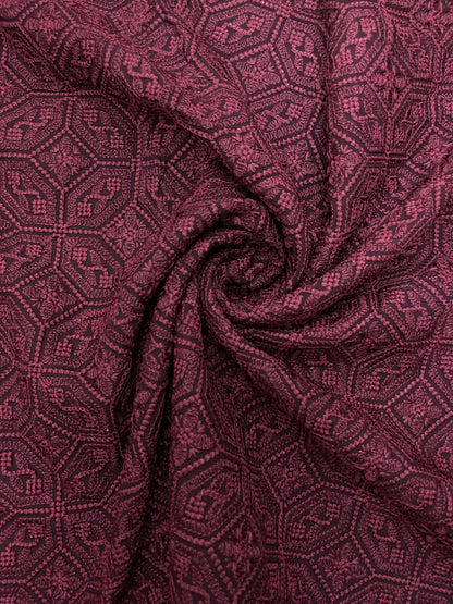 Eye Catching Unique Traditional Thread Embroidery All Over Mysore Silk Fabric