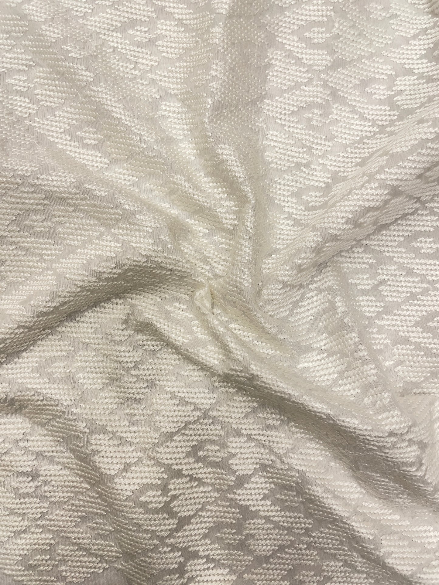 Minimal Luxurious White Thread Embroidery All Over White Dyeable Mysore Silk Fabric