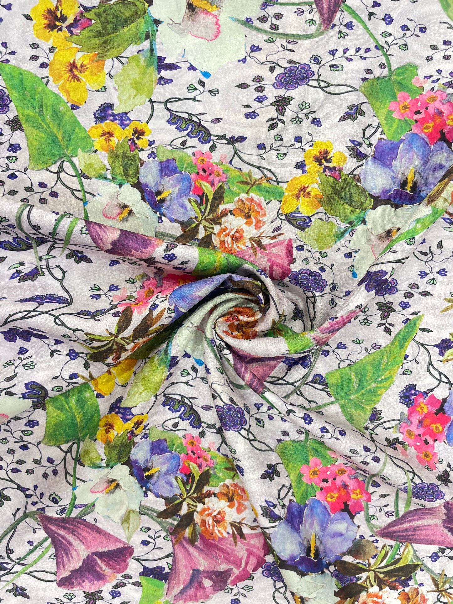 Beautiful Superb Multicolor Marvelous Floral Print On Muslin Fabric