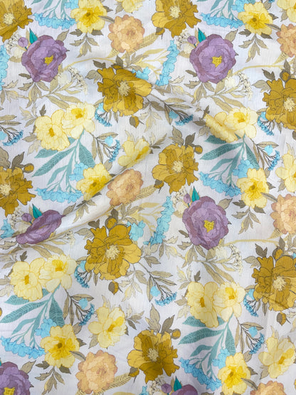 Superb Gorgeous Multicolor Marvelous Floral Print On Muslin Fabric