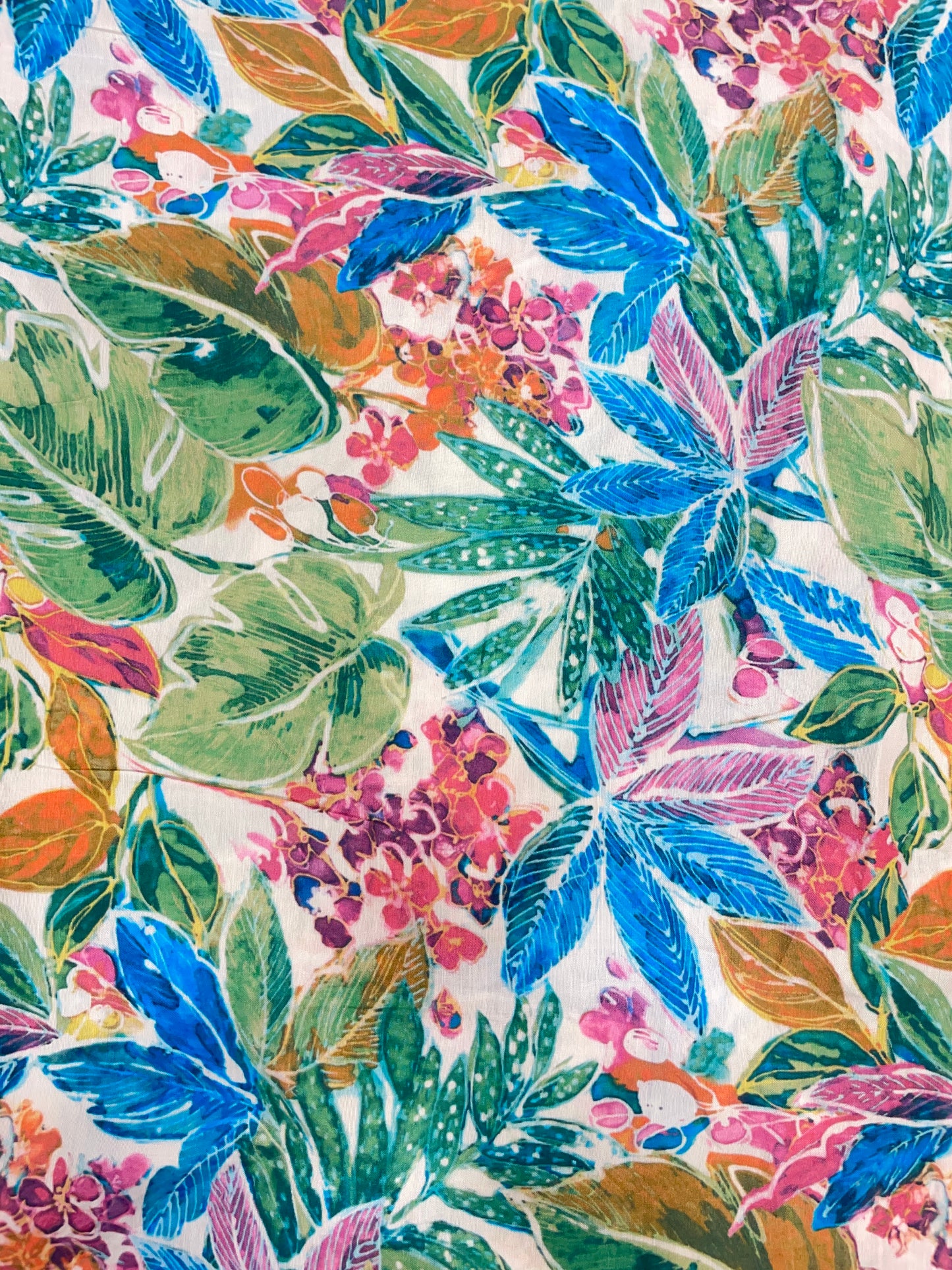 Exquisite Vibrant Marvelous Leafy Multicolor Print On Muslin Fabric