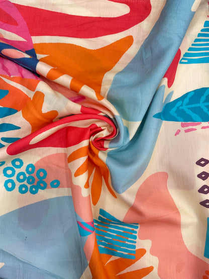 Striking Stunning Fun Playful Print On Muslin Fabric