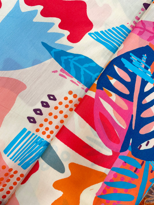 Striking Stunning Fun Playful Print On Muslin Fabric