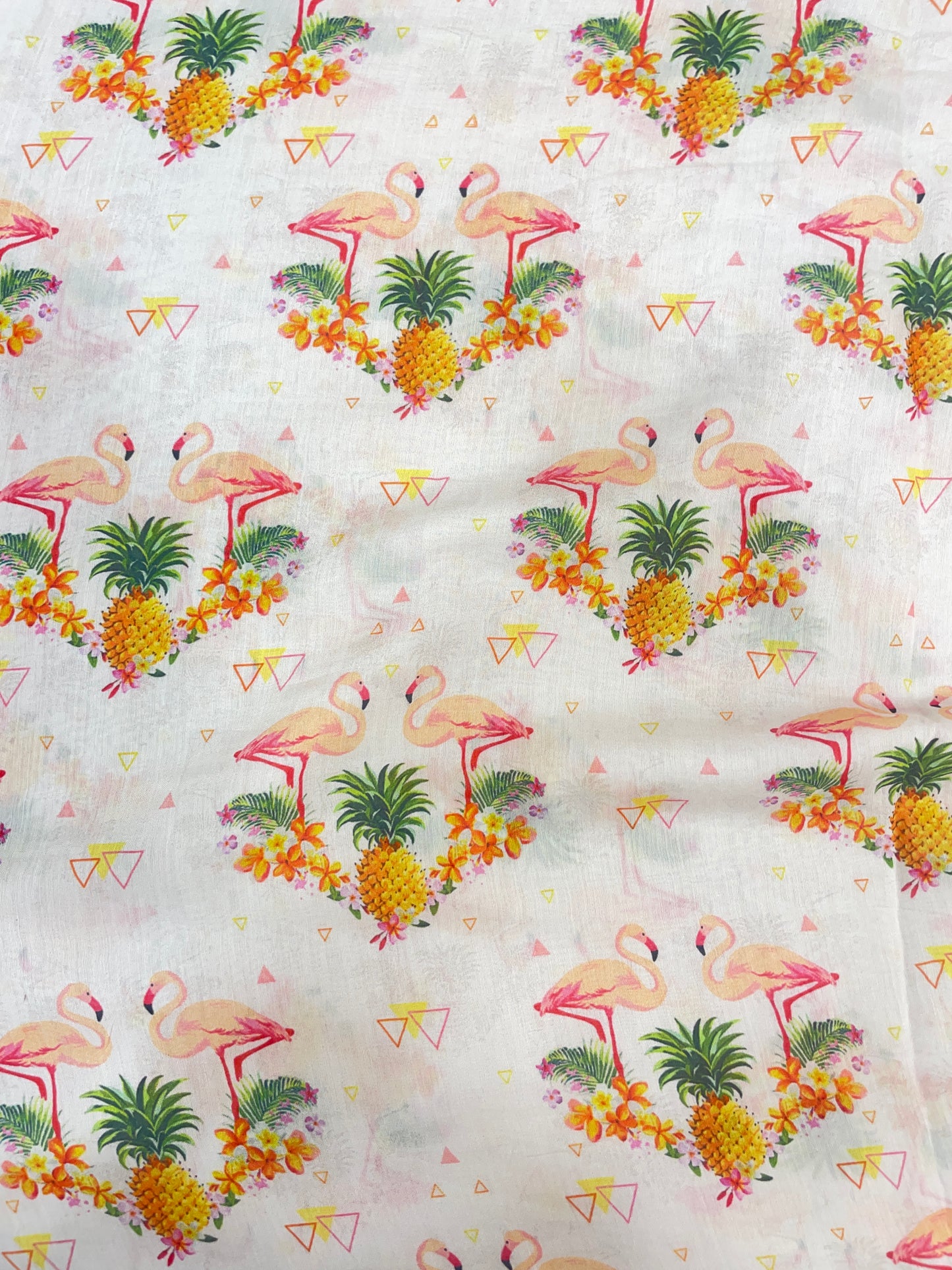 Pretty Pastel Flamingo Figure Print All Over Muslin Fabric