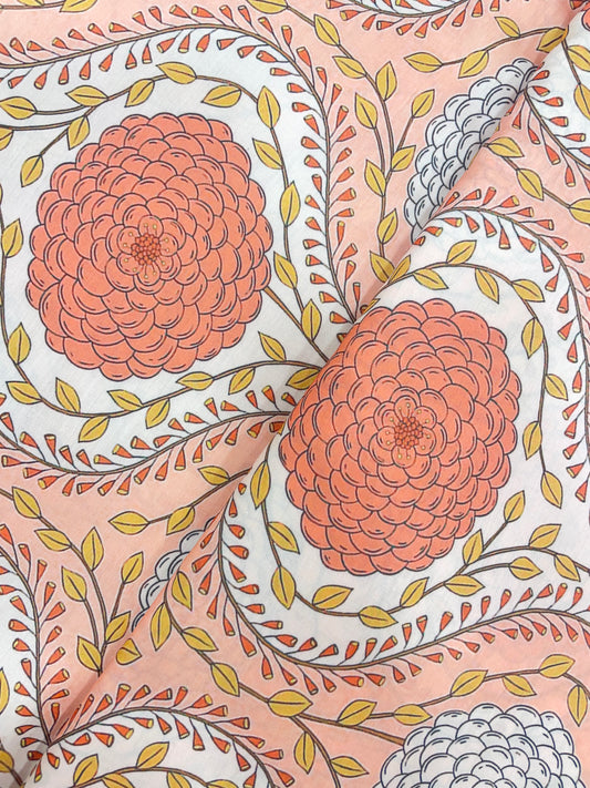 Classic Elegant Ethnic Marvelous Floral Print On Muslin Fabric