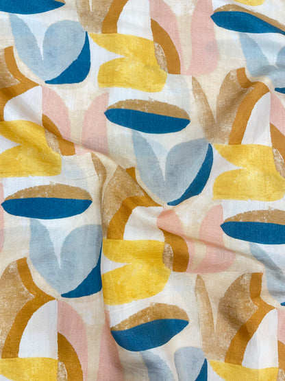 Bright Delicate Unique Pattern Print All Over Muslin Fabric