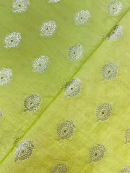 Pleasant Exclusive Traditional Golden Zari Butti Weaving On Munga Silk Fabic