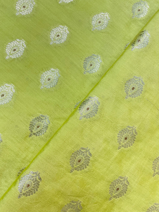 Pleasant Exclusive Traditional Golden Zari Butti Weaving On Munga Silk Fabic
