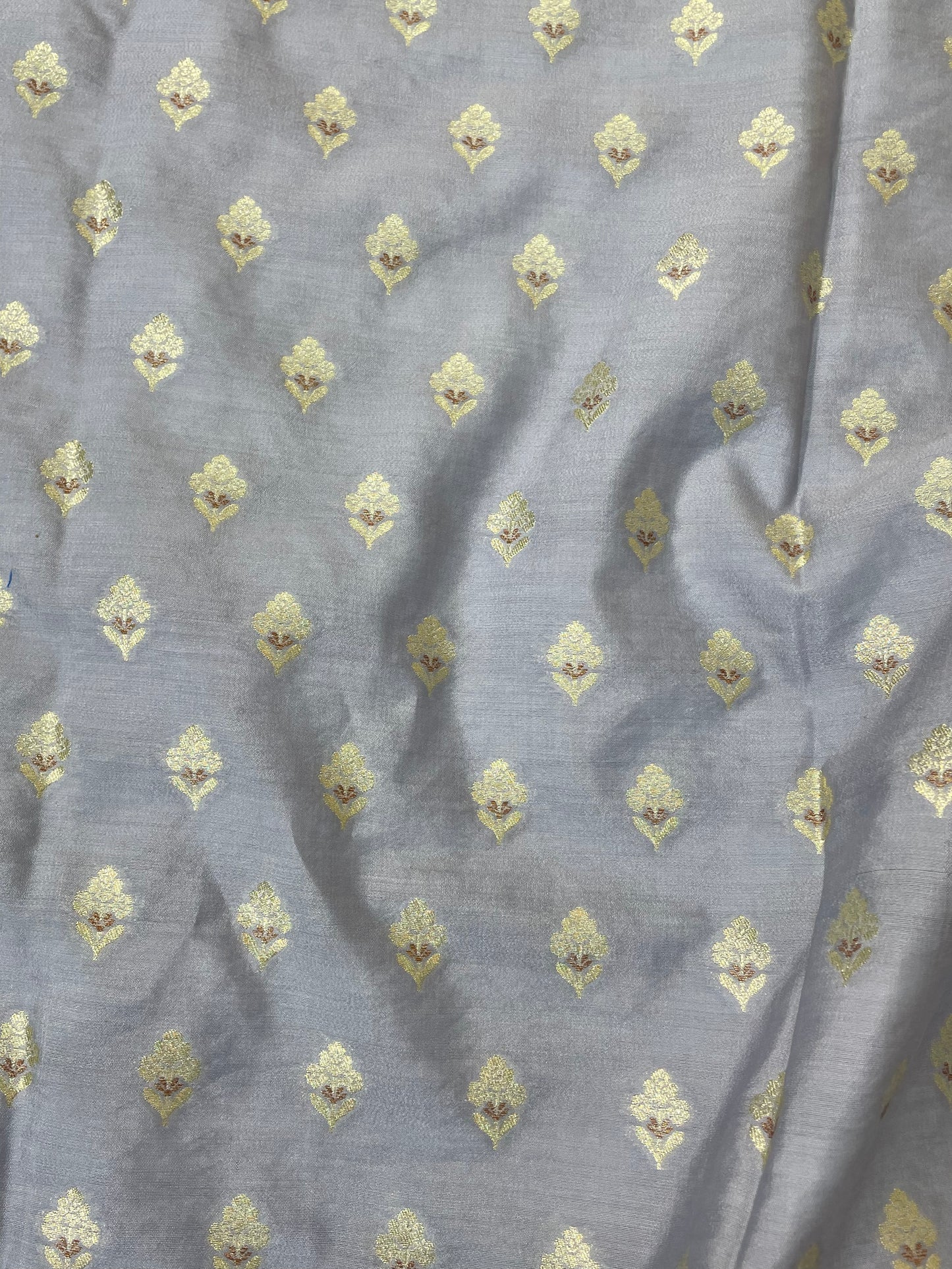 Magnificent Classic Ethnic Golden Floral Zari Weaving On Munga Silk Fabric