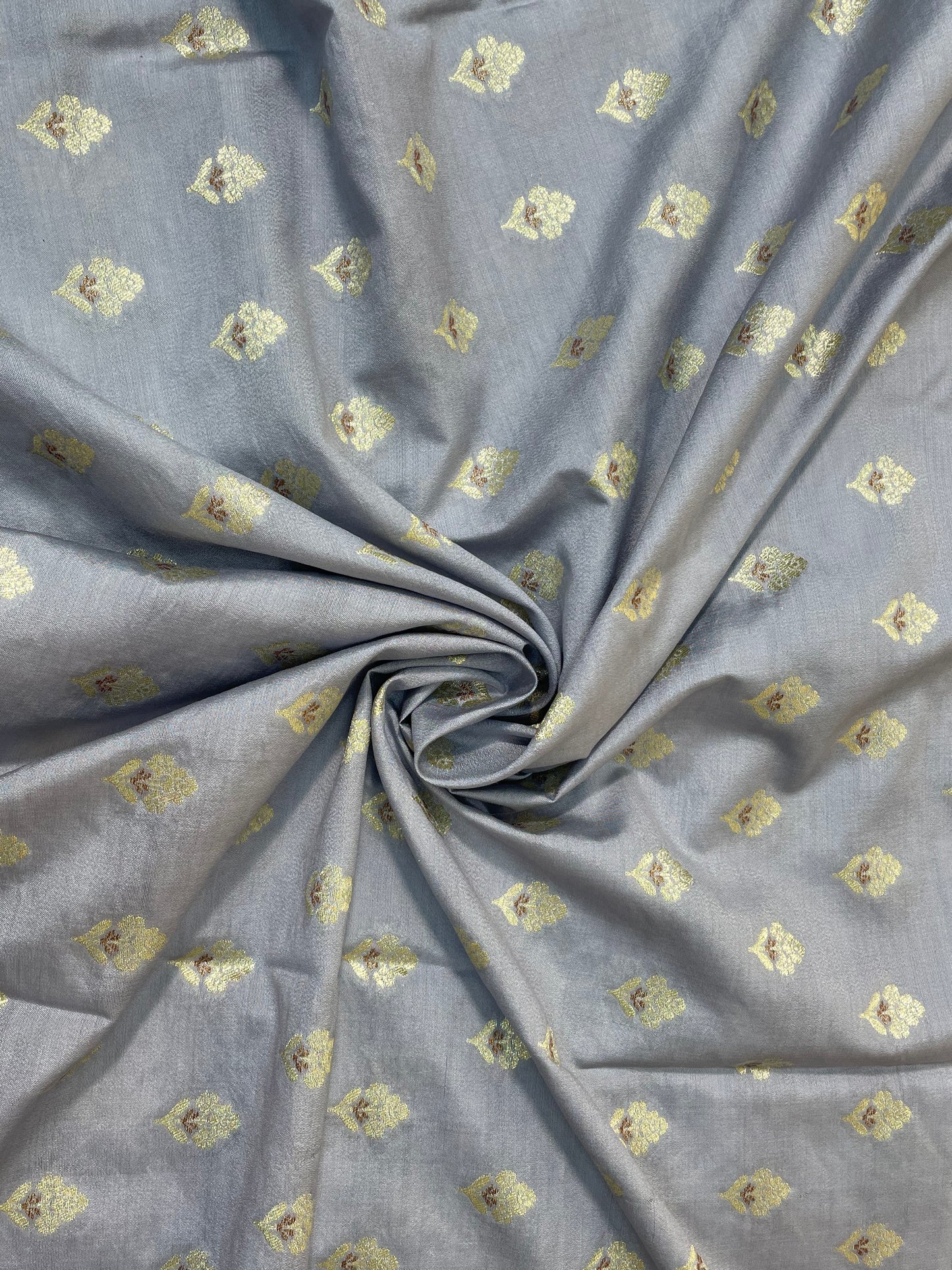 Magnificent Classic Ethnic Golden Floral Zari Weaving On Munga Silk Fabric