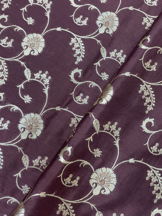 Superb Luxurious Ethnic Floral Jaal Zari Weaving On Munga Silk Fabric