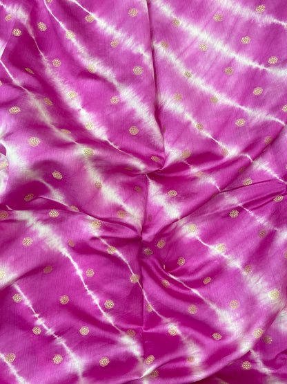 Pretty Attractive Floral Zari Weaving With Shibori Print On Pure Munga Silk Fabric