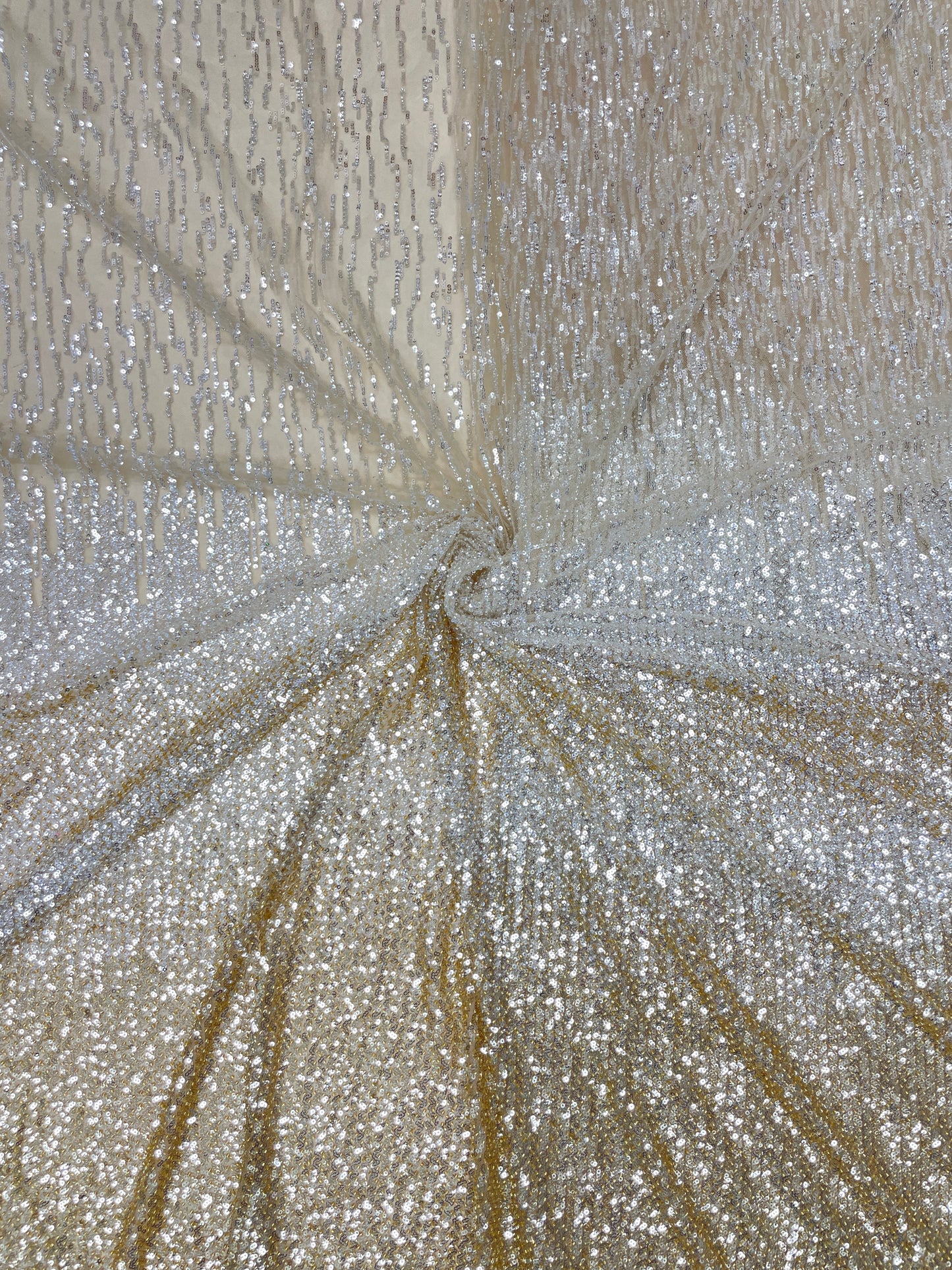 Stunning Sequins And Beads Embroidery On Shaded Net Fabric