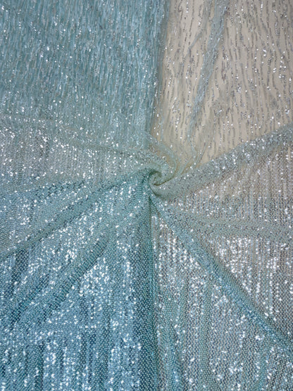 Stunning Sequins And Beads Embroidery On Shaded Net Fabric