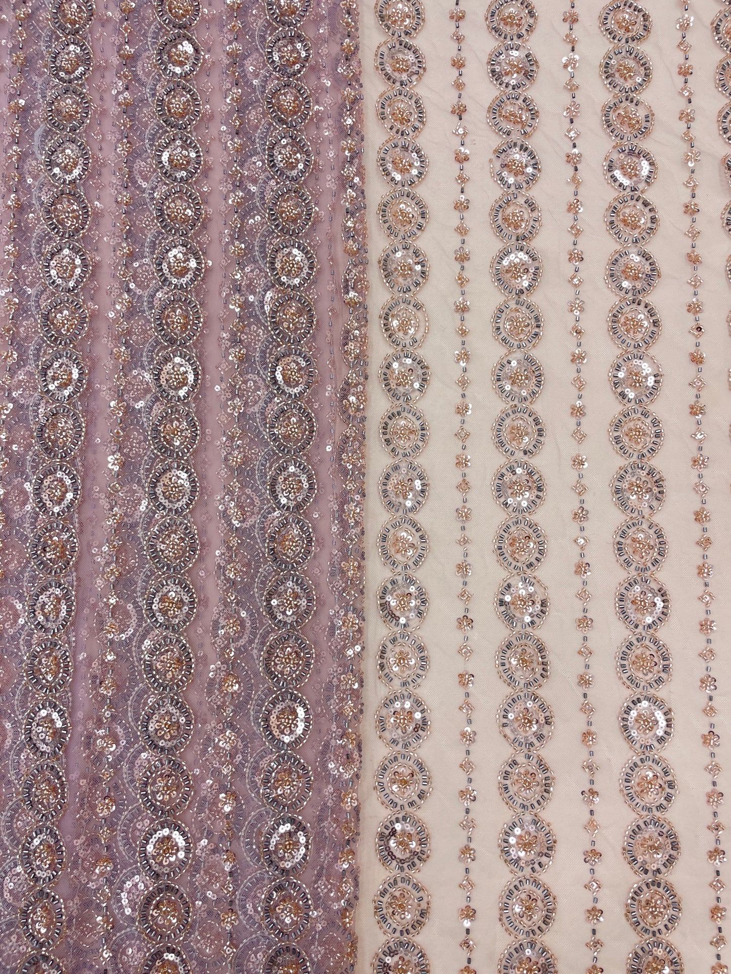 Lovely Eye Catching Sequins Beads And Cut Dana Panel Embroidery On Net Fabric