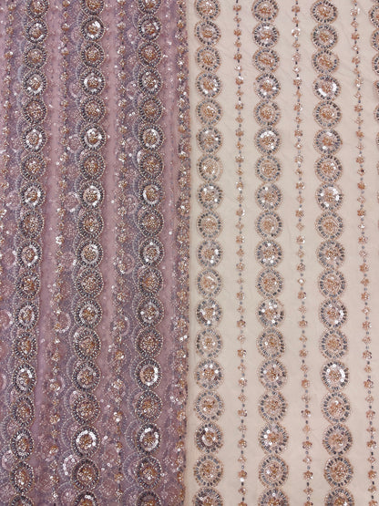 Lovely Eye Catching Sequins Beads And Cut Dana Panel Embroidery On Net Fabric