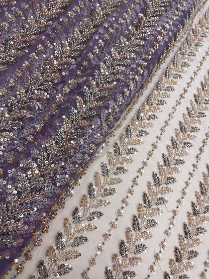 Pretty Subtle Sequins Beads And Cut Dana Panel Embroidery On Net Fabric