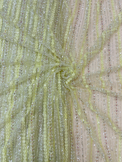 Pretty Fancy Sequins Beads And Cut Dana Embroidery On Net Fabric