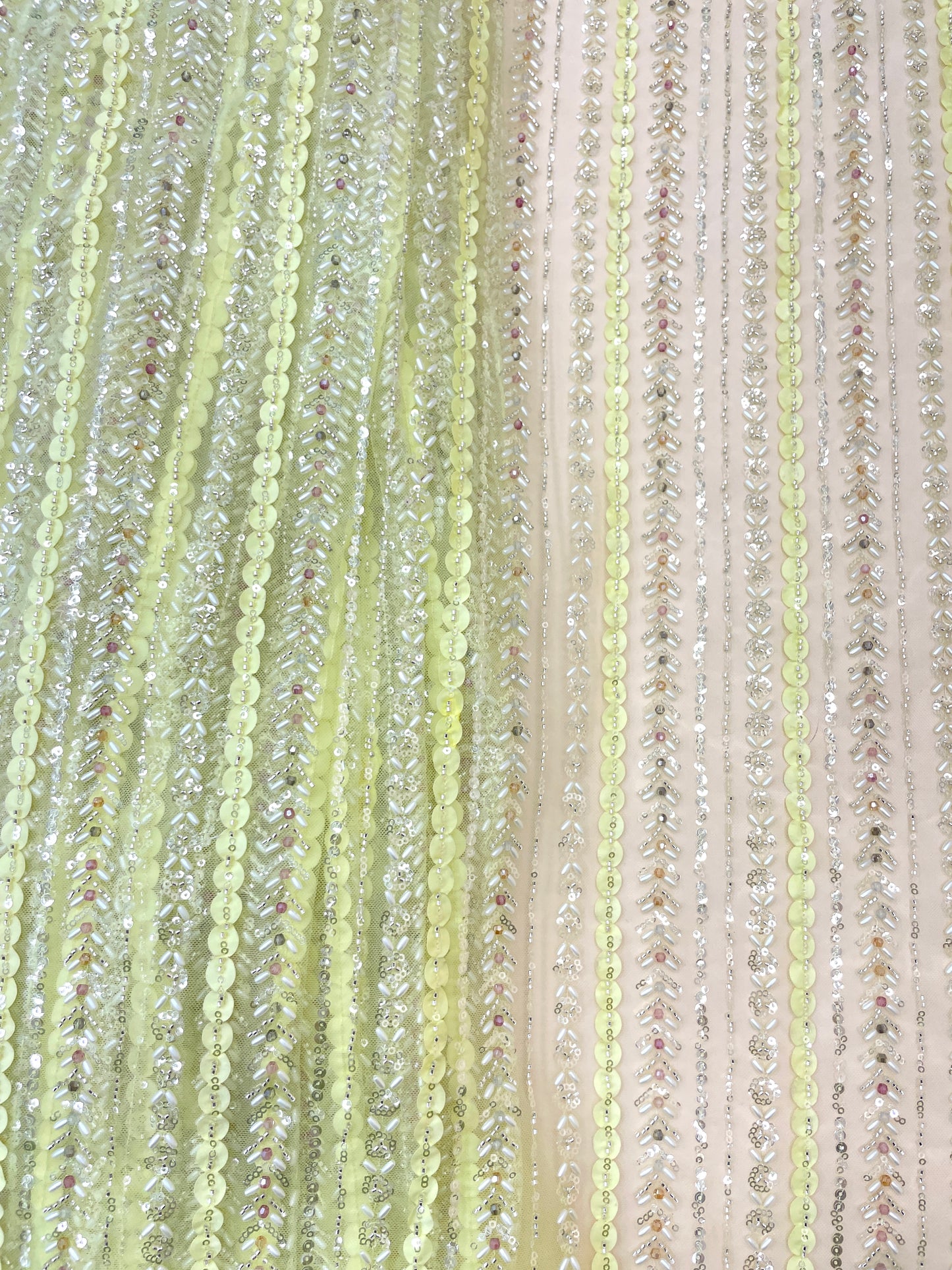 Pretty Fancy Sequins Beads And Cut Dana Embroidery On Net Fabric