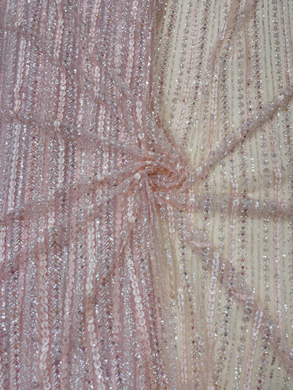 Pretty Fancy Sequins Beads And Cut Dana Embroidery On Net Fabric