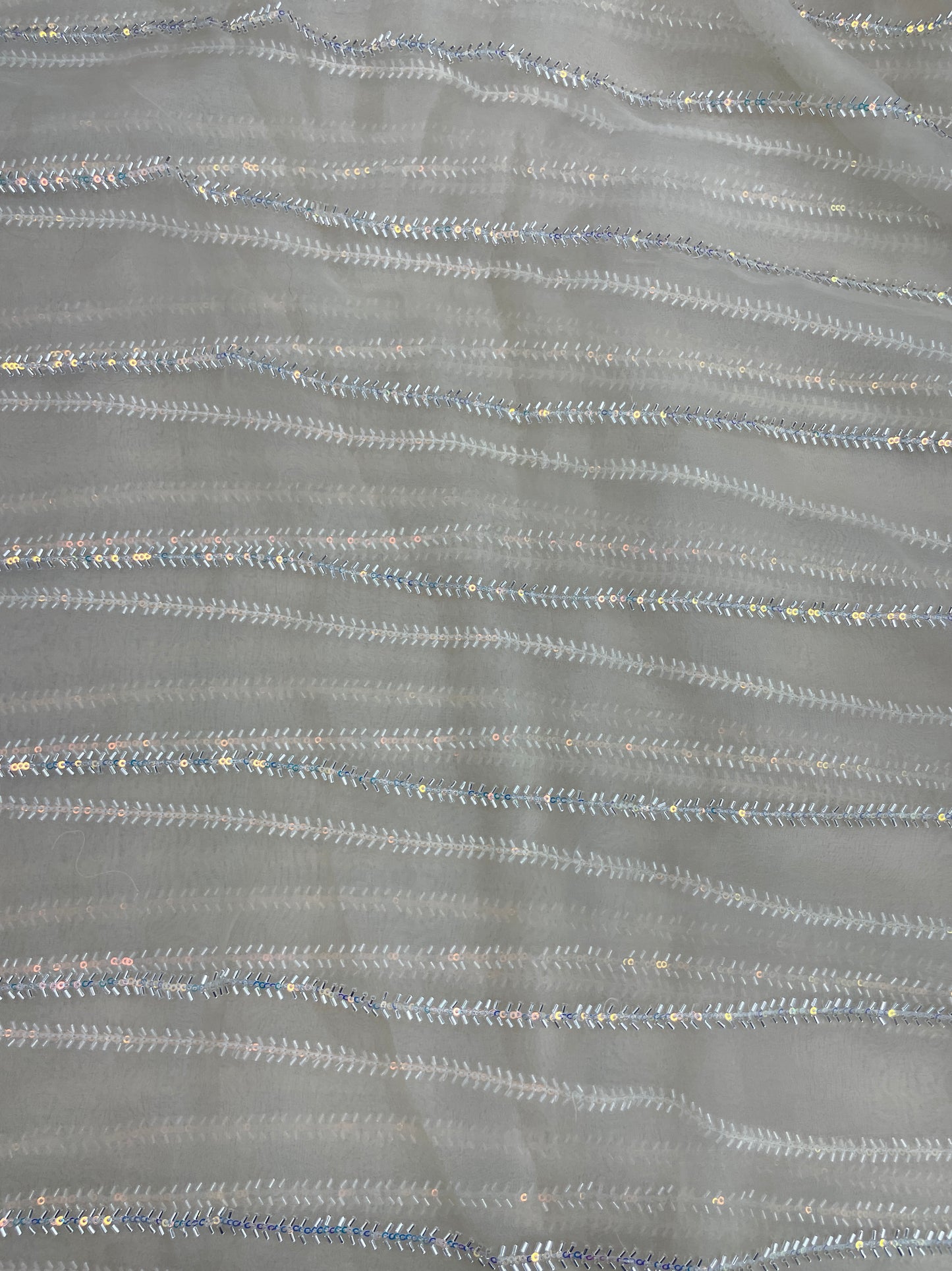 Glorious Pleasing Parallel Cut Dana Embroidery With Shiny Sequin Work On Organza Fabric