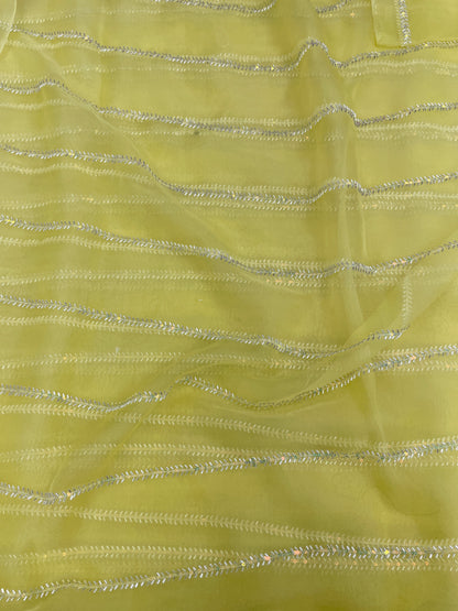 Glorious Pleasing Parallel Cut Dana Embroidery With Shiny Sequin Work On Organza Fabric