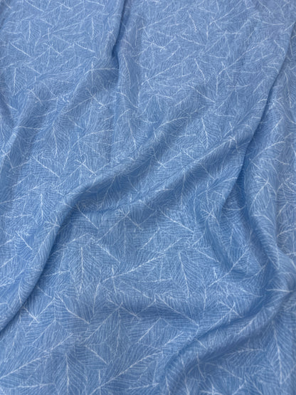 Feathery Sheer Leafy Abstract Print On Organza Tissue Fabric