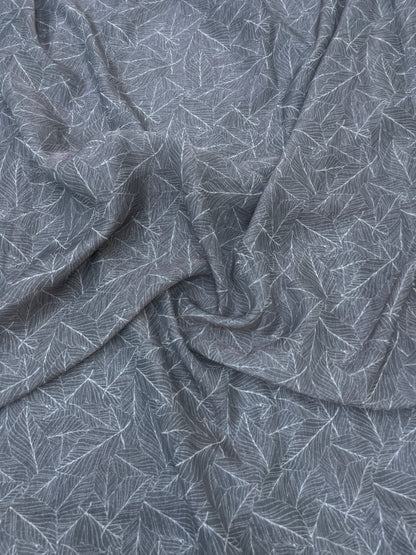 Feathery Sheer Leafy Abstract Print On Organza Tissue Fabric