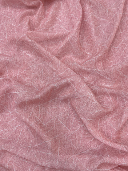 Feathery Sheer Leafy Abstract Print On Organza Tissue Fabric