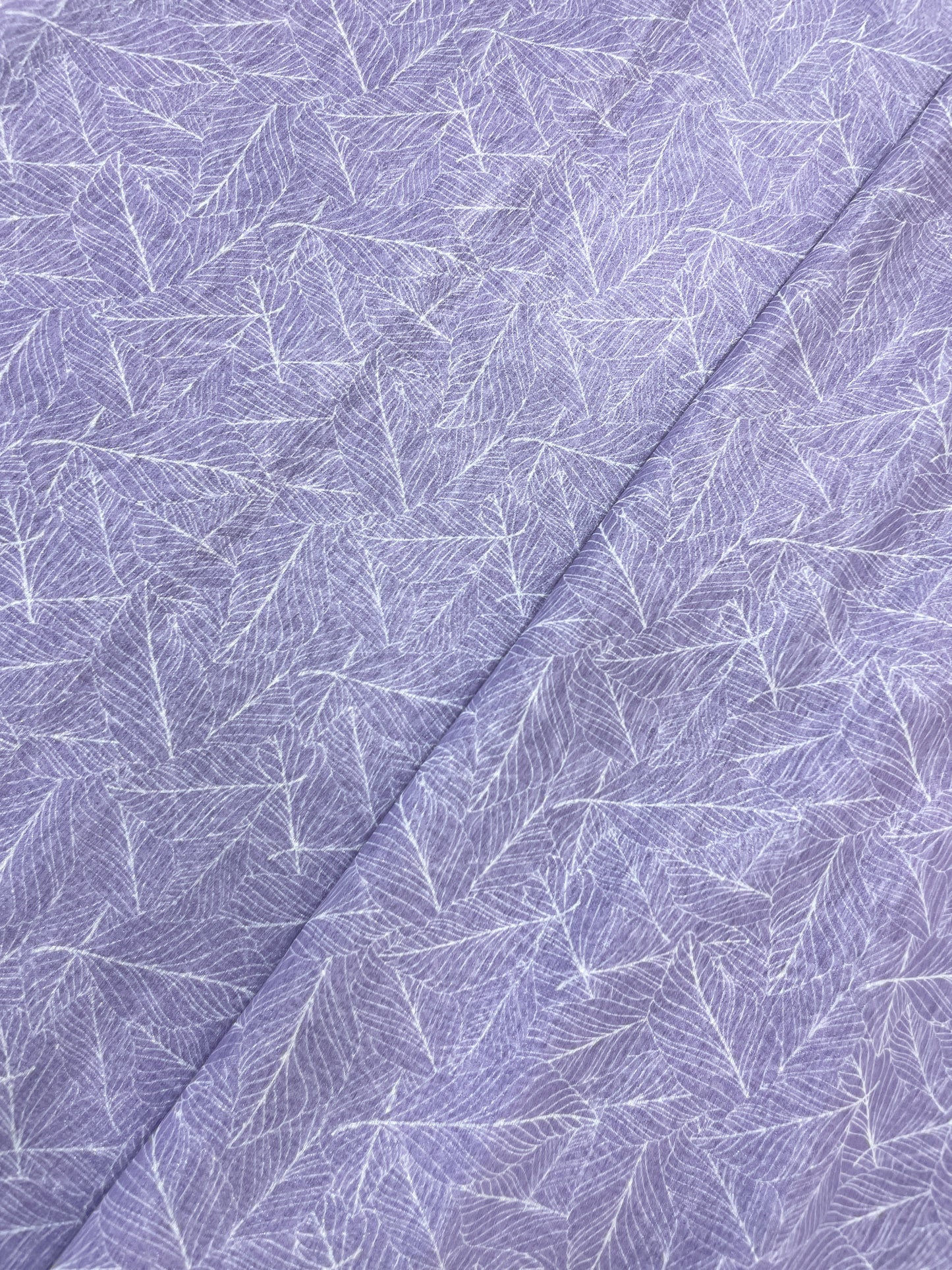 Feathery Sheer Leafy Abstract Print On Organza Tissue Fabric