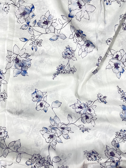 Stunning Attractive Minimal Floral Print All Over Pure Chanderi Fabric