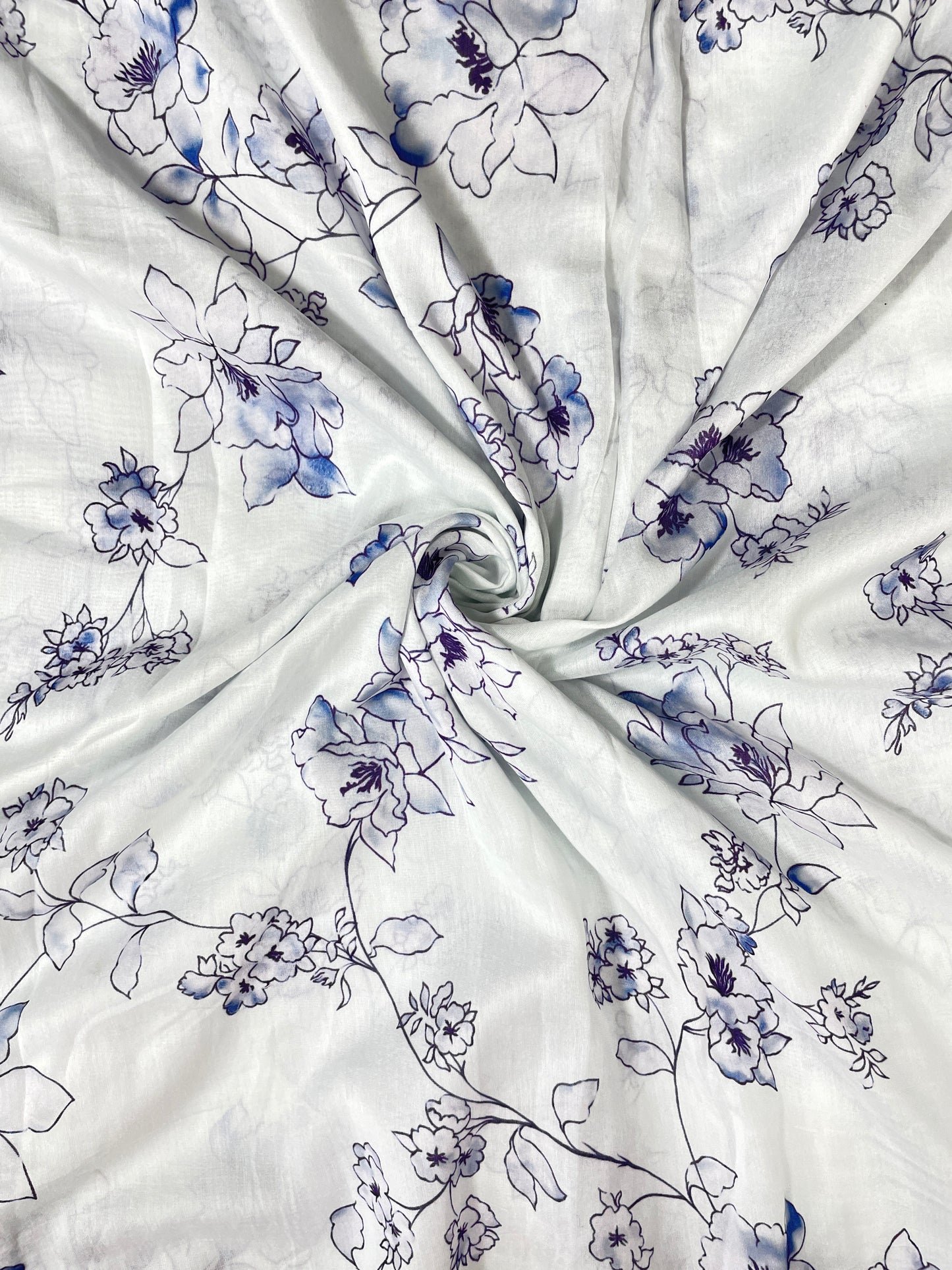 Stunning Attractive Minimal Floral Print All Over Pure Chanderi Fabric