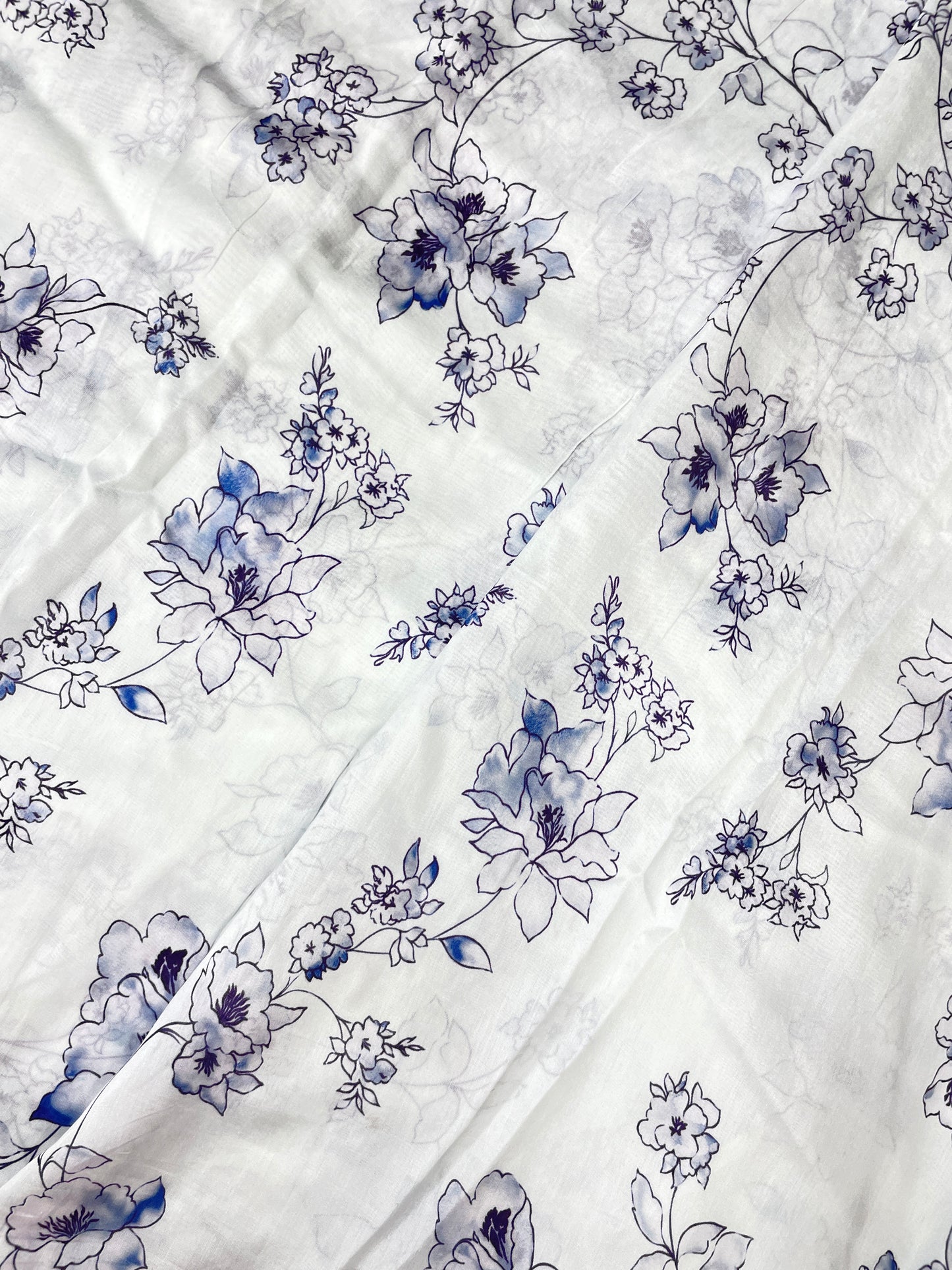 Stunning Attractive Minimal Floral Print All Over Pure Chanderi Fabric