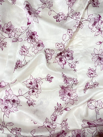 Stunning Attractive Minimal Floral Print All Over Pure Chanderi Fabric