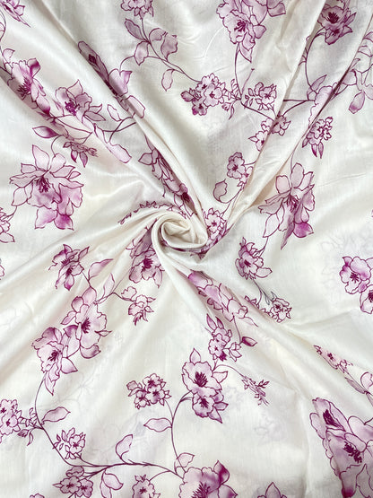 Stunning Attractive Minimal Floral Print All Over Pure Chanderi Fabric