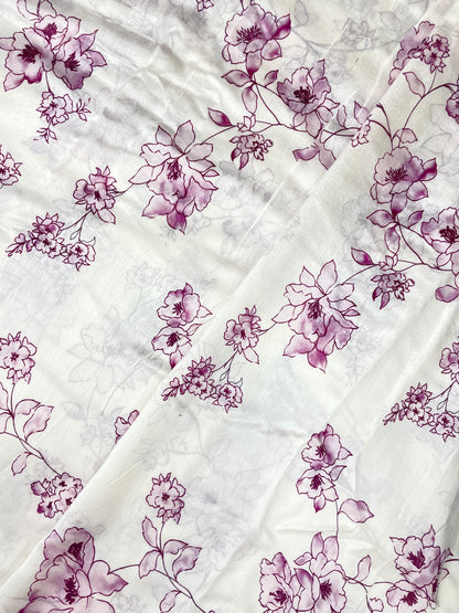 Stunning Attractive Minimal Floral Print All Over Pure Chanderi Fabric