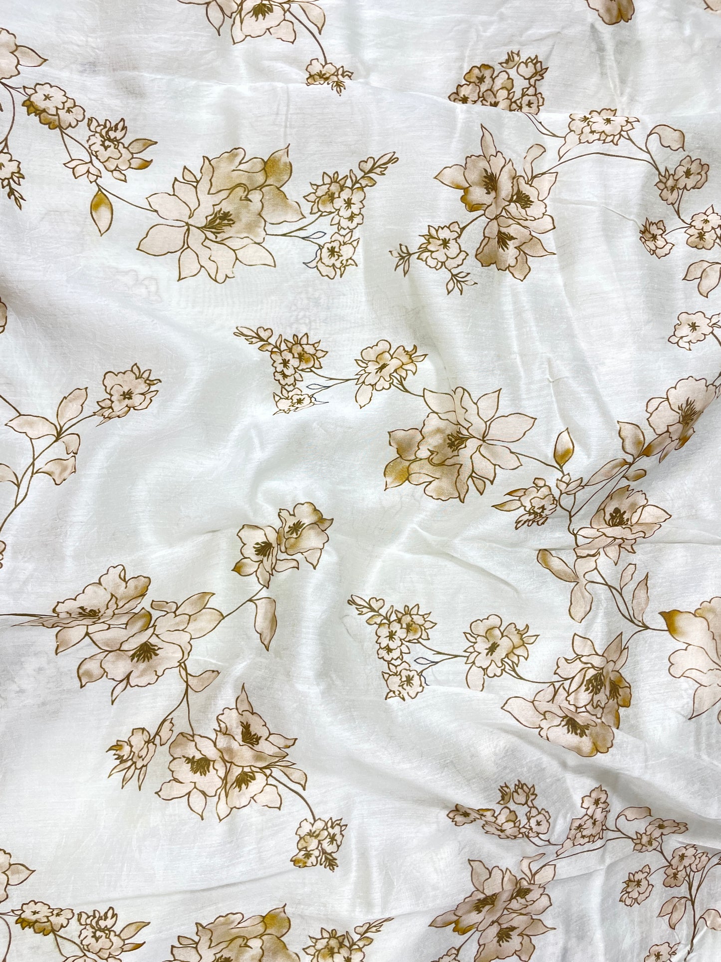 Stunning Attractive Minimal Floral Print All Over Pure Chanderi Fabric