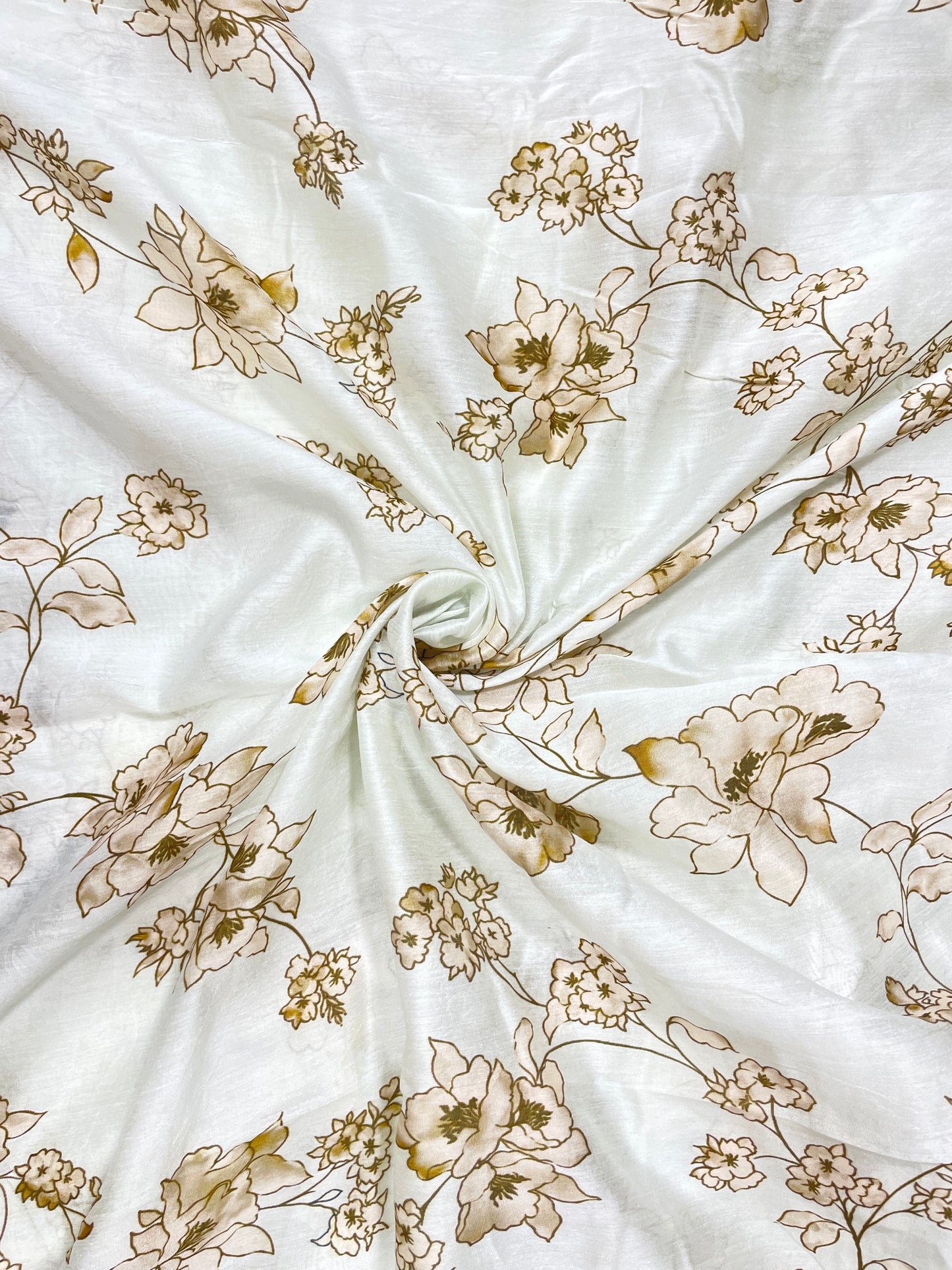 Stunning Attractive Minimal Floral Print All Over Pure Chanderi Fabric