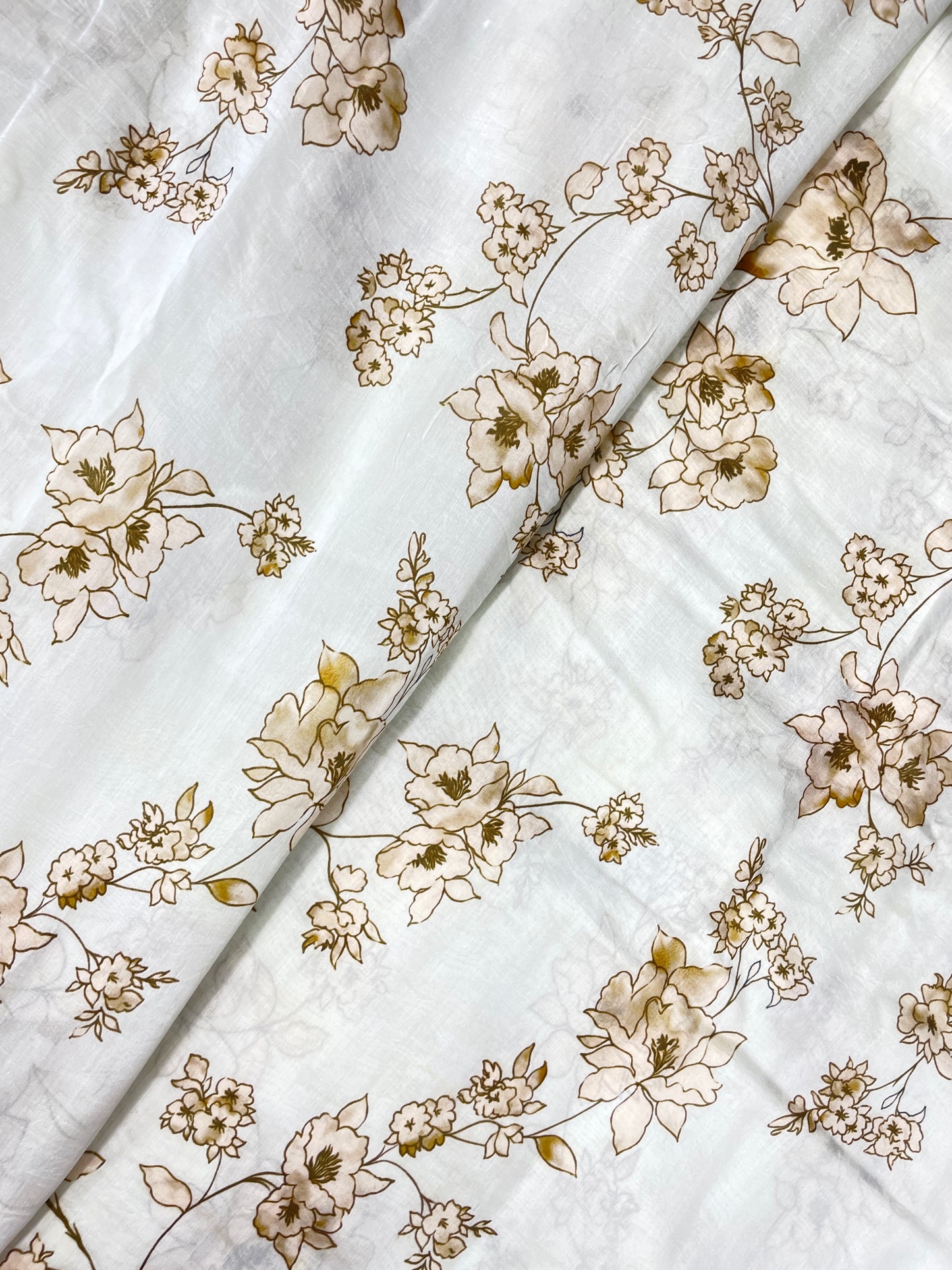 Stunning Attractive Minimal Floral Print All Over Pure Chanderi Fabric