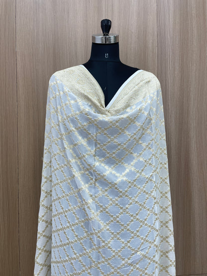 Luxurious Exclusive Heavy Golden Ethnic Zari Jacquard Weaving On Dyeable Pure Georgette Dupatta