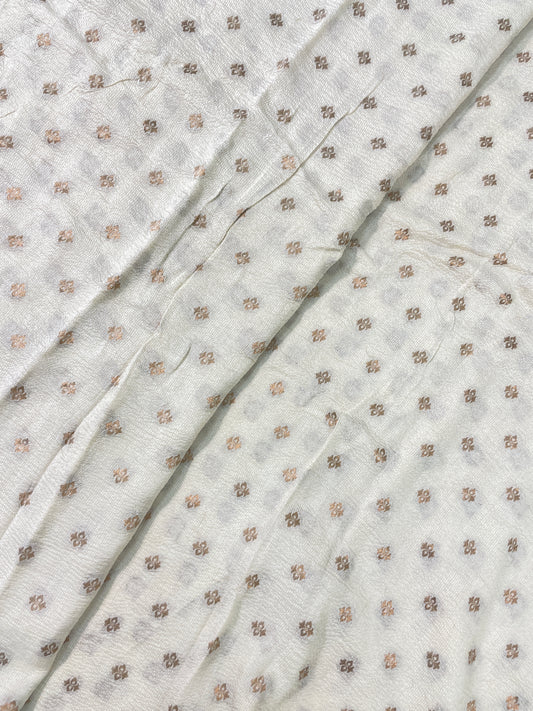 Very Luxurious Delicate Dainty Zari Butti Weaving On Pure Munga Silk Fabric