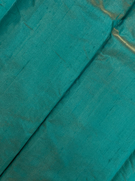 Stunning Superb Dark Green Colored Pure Raw Silk Fabric